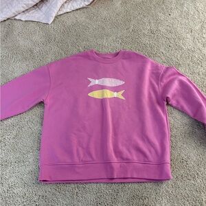 Pink Fish Patterned Sweatshirt